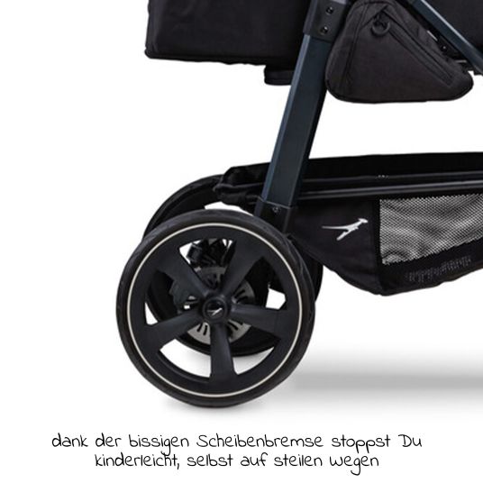 TFK Passeggino combinato Mono 2 pneumatici a camera d'aria incluso mamaboard gratuito - con unità combinata (navicella+seggiolino) con posizione reclinabile - antracite premium