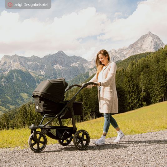 TFK Passeggino combinato Mono 2 pneumatici a camera d'aria incluso mamaboard gratuito - con unità combinata (navicella+seggiolino) con posizione reclinabile - antracite premium