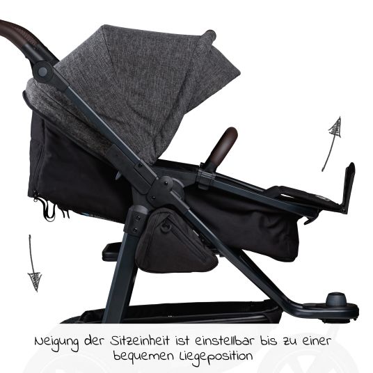 TFK Mono 2 baby carriage with pneumatic tires incl. free mamaboard - with combi unit (carrycot+seat) with reclining position - premium anthracite