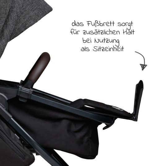 TFK Kombi-Kinderwagen Mono 2 mit Luftreifen inkl. Gratis Mamaboard - mit Kombi-Einheit (Babywanne+Sitz) mit Liegeposition - Premium Anthrazit