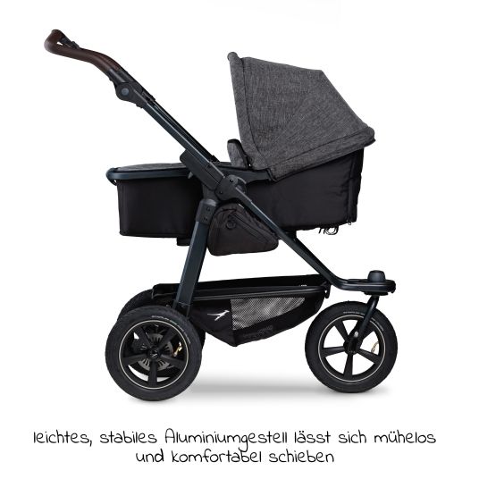 TFK Mono 2 baby carriage with pneumatic tires incl. free mamaboard - with combi unit (carrycot+seat) with reclining position - premium anthracite