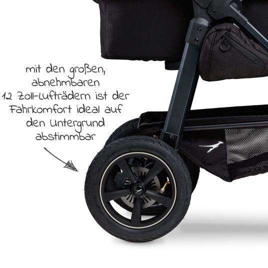 TFK Kombi-Kinderwagen Mono 2 mit Luftreifen inkl. Gratis Mamaboard - mit Kombi-Einheit (Babywanne+Sitz) mit Liegeposition - Premium Anthrazit