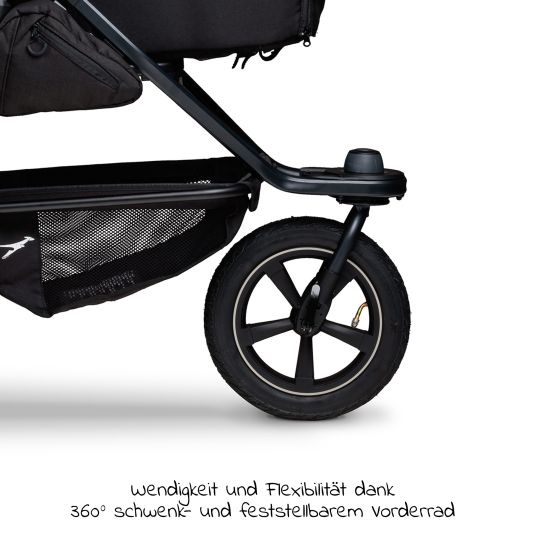 TFK Kombi-Kinderwagen Mono 2 mit Luftreifen inkl. Gratis Mamaboard - mit Kombi-Einheit (Babywanne+Sitz) mit Liegeposition - Premium Anthrazit