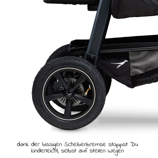 TFK Kombi-Kinderwagen Mono 2 mit Luftreifen inkl. Gratis Mamaboard - mit Kombi-Einheit (Babywanne+Sitz) mit Liegeposition - Premium Anthrazit