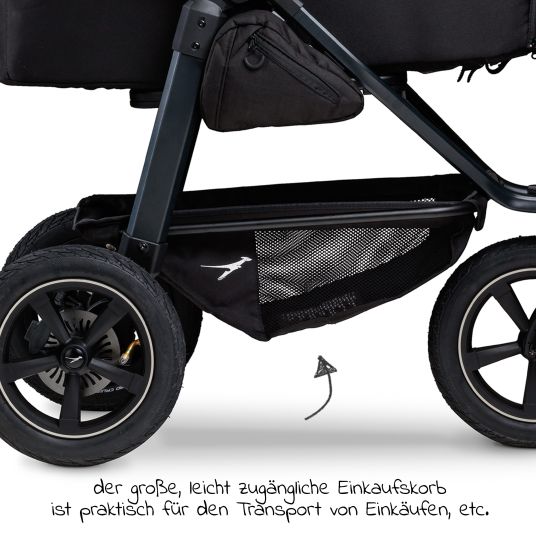 TFK Mono 2 baby carriage with pneumatic tires incl. free mamaboard - with combi unit (carrycot+seat) with reclining position - premium anthracite