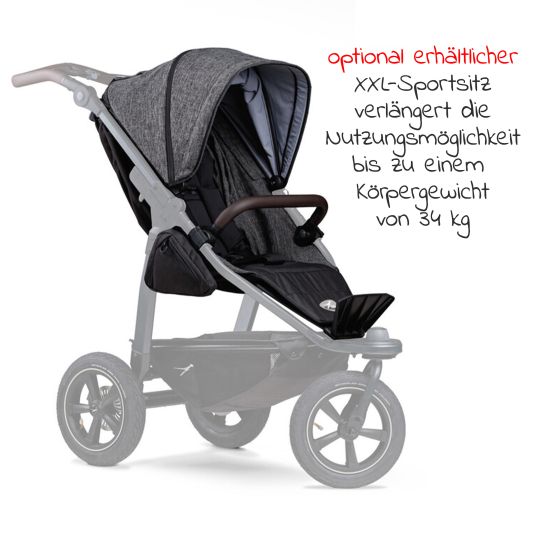 TFK Mono 2 baby carriage with pneumatic tires incl. free mamaboard - with combi unit (carrycot+seat) with reclining position - premium anthracite