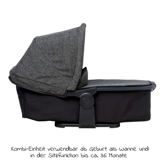 TFK Mono 2 baby carriage with pneumatic tires incl. free mamaboard - with combi unit (carrycot+seat) with reclining position - premium anthracite