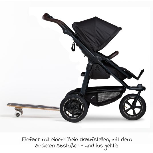 TFK Kombi-Kinderwagen Mono 2 mit Luftreifen inkl. Gratis Mamaboard - mit Kombi-Einheit (Babywanne+Sitz) mit Liegeposition - Schwarz