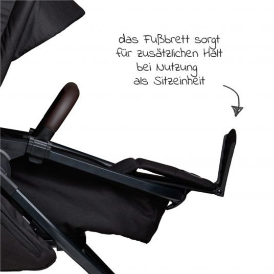 TFK Kombi-Kinderwagen Mono 2 mit Luftreifen inkl. Gratis Mamaboard - mit Kombi-Einheit (Babywanne+Sitz) mit Liegeposition - Schwarz