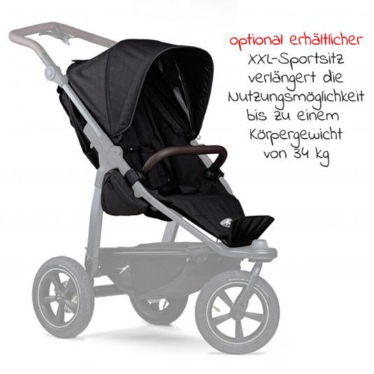 TFK Kombi-Kinderwagen Mono 2 mit Luftreifen inkl. Gratis Mamaboard - mit Kombi-Einheit (Babywanne+Sitz) mit Liegeposition - Schwarz