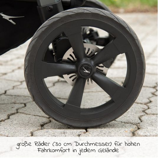TFK Combi stroller Mono with air chamber tires - incl. combi unit (baby bath + seat) + XXL Zamboo accessories package - gray