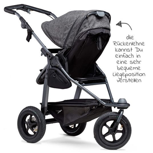 TFK Kombi-Kinderwagen Mono mit Luftreifen - inkl. Kombi-Einheit (Babywanne + Sitz) + XXL-Zamboo Zubehörpaket - Anthrazit