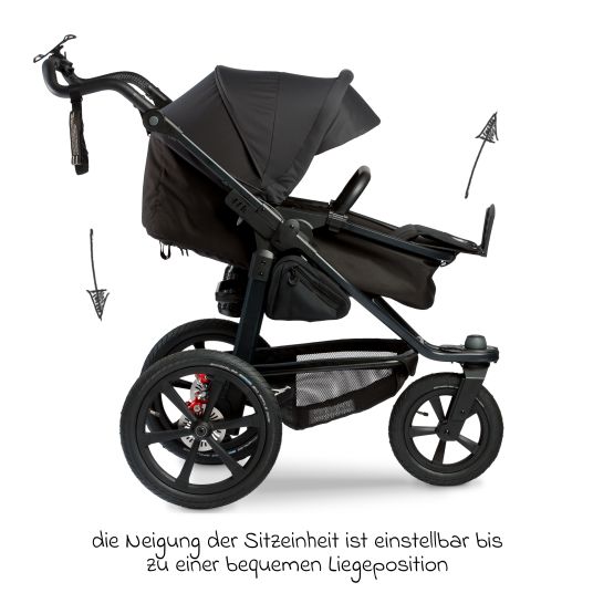 TFK Combi baby carriage Pro with pneumatic tires incl. combi unit (carrycot+seat) incl. cell phone holder, drinks bottle & XXL accessory pack - anthracite