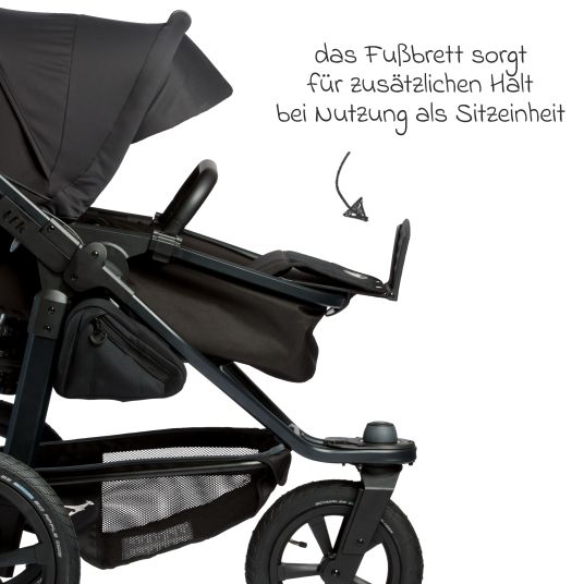 TFK Combi baby carriage Pro with pneumatic tires incl. combi unit (carrycot+seat) incl. cell phone holder, drinks bottle & XXL accessory pack - anthracite