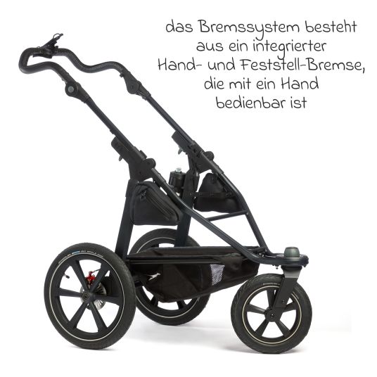 TFK Combi baby carriage Pro with pneumatic tires incl. combi unit (carrycot+seat) incl. cell phone holder, drinks bottle & XXL accessory pack - anthracite