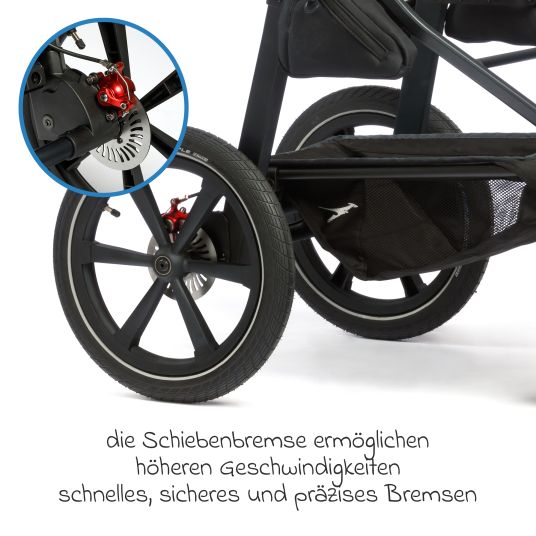 TFK Combi baby carriage Pro with pneumatic tires incl. combi unit (carrycot+seat) incl. cell phone holder, drinks bottle & XXL accessory pack - anthracite