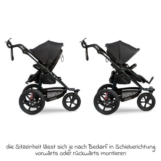 TFK Combi baby carriage Pro with pneumatic tires incl. combi unit (carrycot+seat) incl. cell phone holder, drinks bottle & XXL accessory pack - anthracite