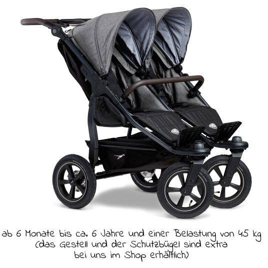 TFK Sportsitz (1 x XXL-Komfort-Sitz) für Duo 2 für Kinder bis 45 kg - Premium Grau