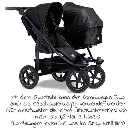 TFK Sportsitz (1 x XXL-Komfort-Sitz) für Duo 2 für Kinder bis 45 kg - Schwarz