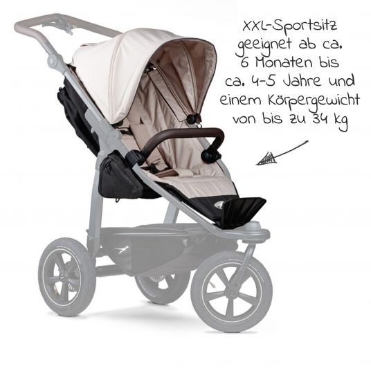 TFK Sportsitz für Mono 2 XXL Komfort-Sitz für Kinder bis 34 kg - Sand