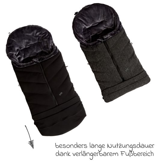 TFK Thermo-Fleece Fußsack mit verlängerbarem Fußteil - Premium Schwarz