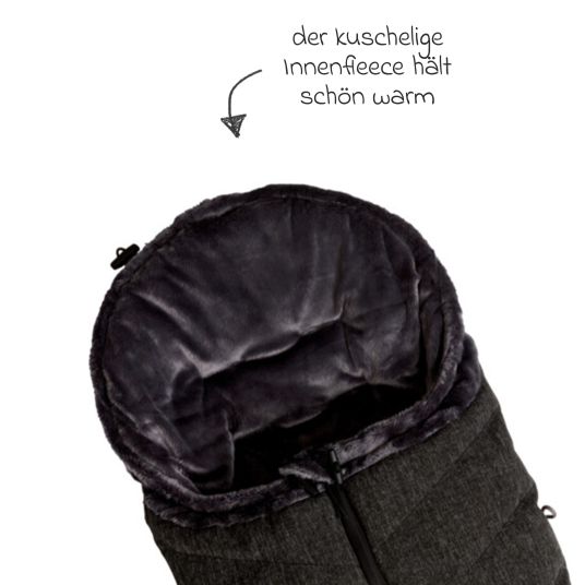 TFK Thermo-Fleece Fußsack mit verlängerbarem Fußteil - Premium Schwarz