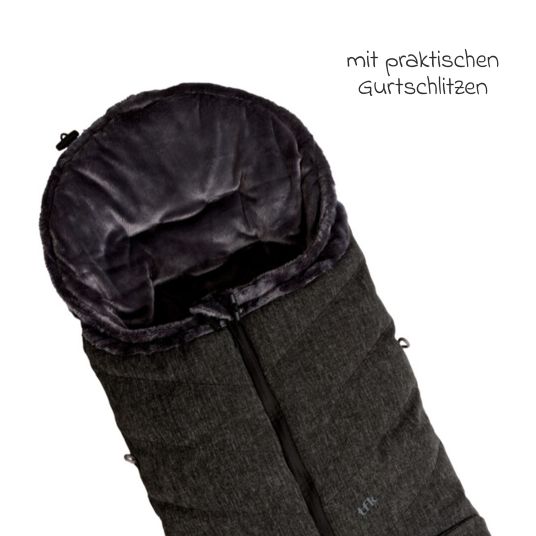 TFK Thermo-Fleece Fußsack mit verlängerbarem Fußteil - Premium Schwarz