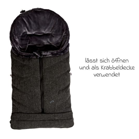 TFK Thermo-Fleece Fußsack mit verlängerbarem Fußteil - Premium Schwarz