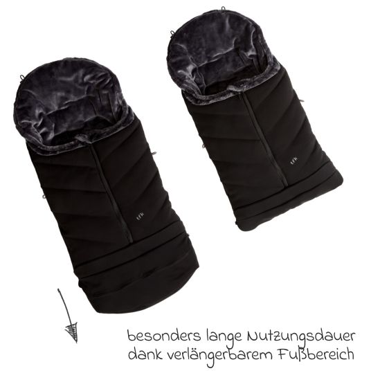 TFK Thermo-Fleece Fußsack mit verlängerbarem Fußteil - Schwarz