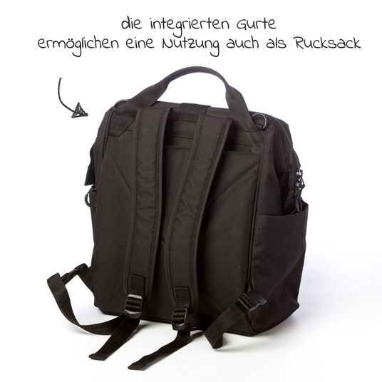 TFK Changing backpack incl. attachment, changing mat, bottle holder - Premium leather brown