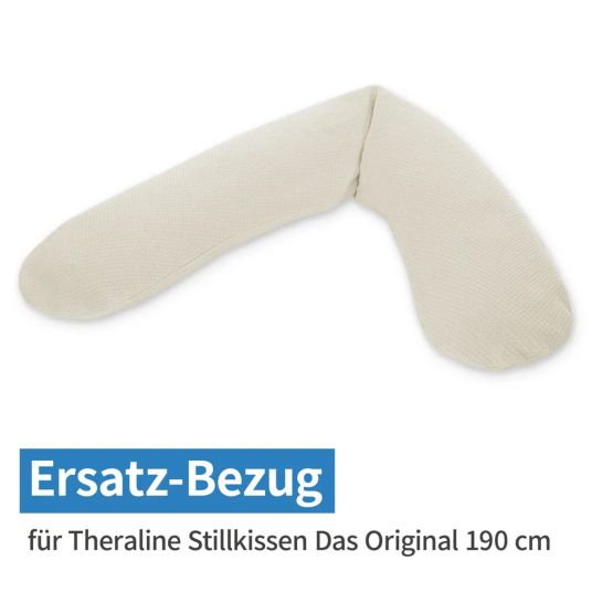 Theraline 4-tlg. Stillkissen Sparset Das Original 190 cm inkl. 2 Bezügen + Mikroperlen-Nachfüllpack 9,5 l - Leaves & Feinstrick Creme
