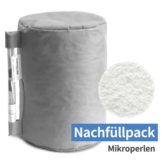 Theraline 4-tlg. Stillkissen Sparset Das Original 190 cm inkl. 2 Bezügen + Mikroperlen-Nachfüllpack 9,5 l - Leaves & Musselin Sandbeige