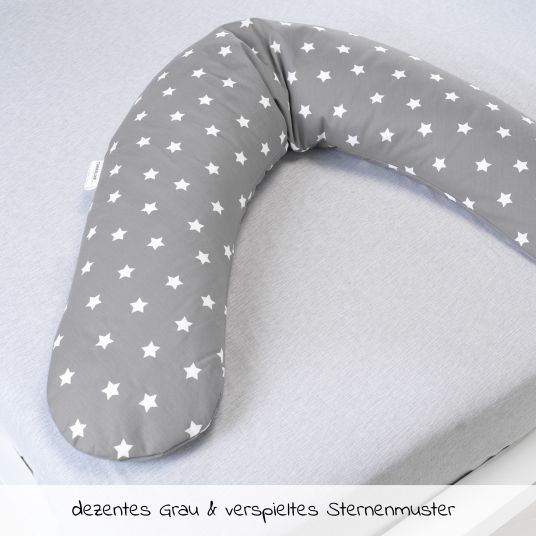 Theraline Replacement cover for nursing pillow The Comfort 180 cm - Big Stars - Grey