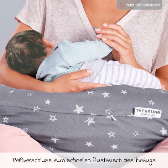 Theraline Fodera di ricambio per cuscino per allattamento Das Original 190 cm - Blümlein - Blu