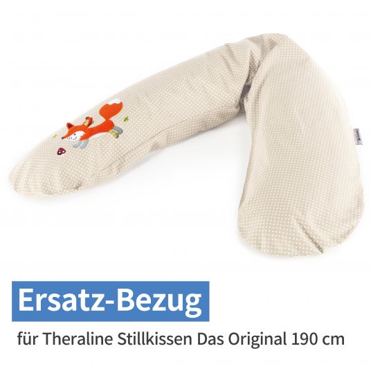 Theraline Ersatzbezug für Stillkissen Das Original 190 cm - Knister Fuchs - Punkte Beige
