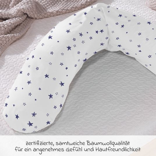 Theraline Fodera di ricambio per il cuscino per allattamento The Original 190 cm - Cielo stellato - Bianco