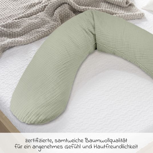 Theraline Fodera di ricambio per il cuscino per allattamento The Original - mussola 190 cm - salvia