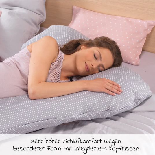 Theraline Sleep and nursing pillow my7 - incl. cover 80 x 150 cm - dots - gray