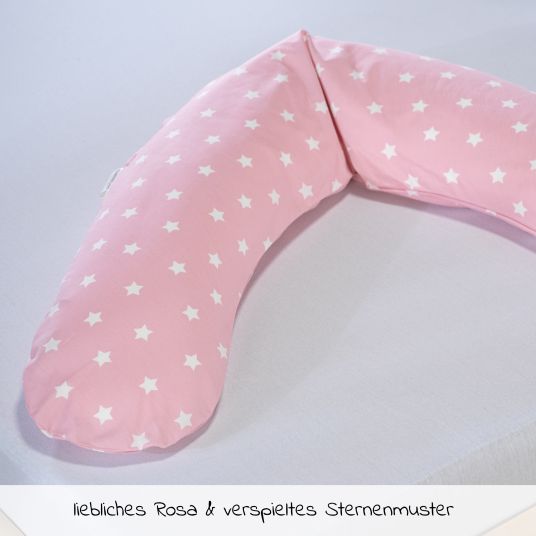 Theraline Nursing pillow The Comfort with micro pearl filling incl. cover 180 cm - Big Stars - Pink
