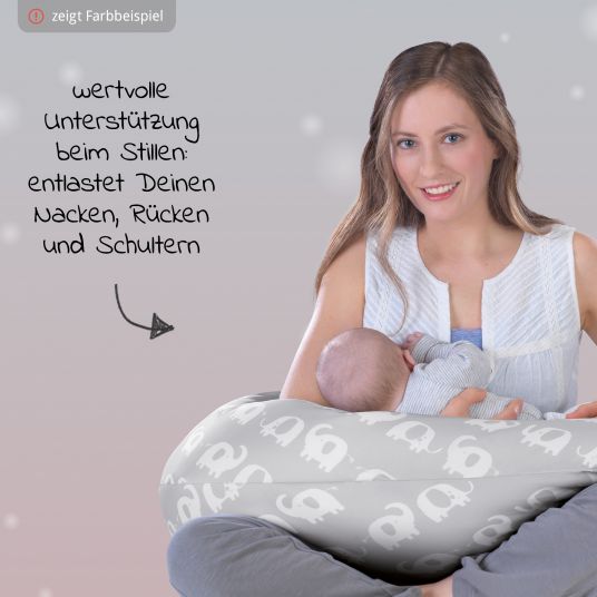 Theraline Nursing pillow The Comfort with micro pearl filling incl. cover 180 cm - Big Stars - Pink