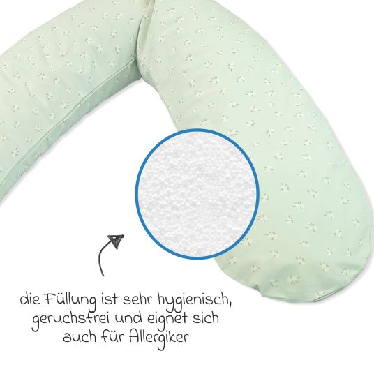 Theraline Nursing pillow Das Komfort with microbead filling incl. cover 180 cm - Fine flowers