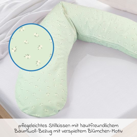 Theraline Nursing pillow Das Komfort with microbead filling incl. cover 180 cm - Fine flowers