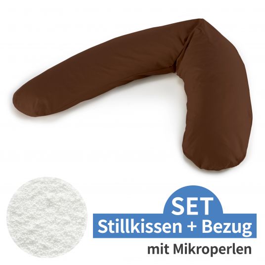 Theraline Stillkissen Das Komfort mit Mikroperlen-Füllung inkl. Bezug Jersey 180 cm - Dunkelbraun