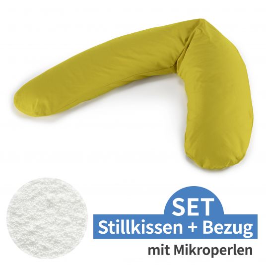 Theraline Stillkissen Das Komfort mit Mikroperlen-Füllung inkl. Bezug Jersey 180 cm - Schilfgrün