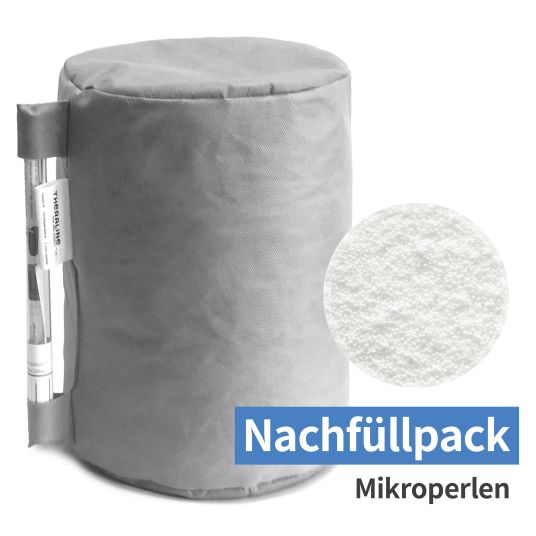 Theraline Stillkissen Das Original 190 cm + Gratis Mikroperlen-Nachfüllpack 9,5 Liter - Leaves - Grau