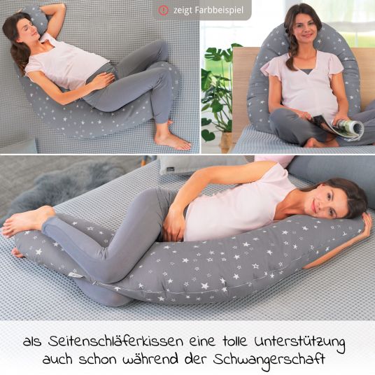 Theraline Nursing pillow The Original with spelt husk filling incl. cover Bamboo 190 cm - Cappuccino