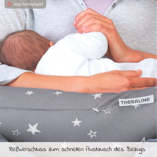 Theraline Nursing pillow The Original with spelt husk filling incl. cover Bamboo 190 cm - Cappuccino