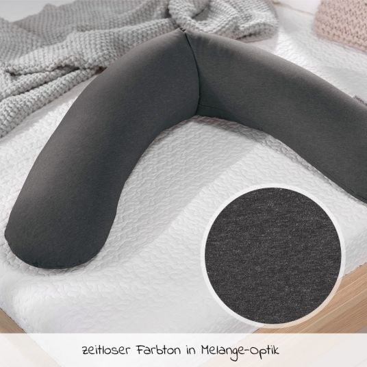 Theraline Nursing pillow The Original with spelt fur filling incl. cover Bamboo 190 cm - Melange Anthracite