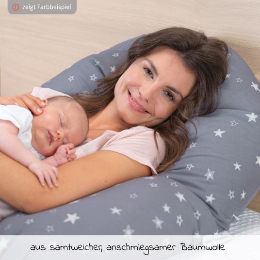 Theraline Nursing pillow The Original with spelt husk filling incl. cover Jersey 190 cm - pebble gray