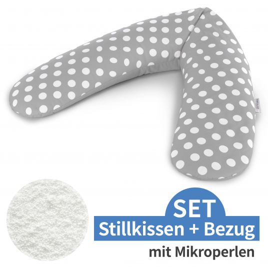 Theraline Stillkissen Das Original mit Mikroperlen-Füllung inkl. Bezug 190 cm - Indie Dots - Grau